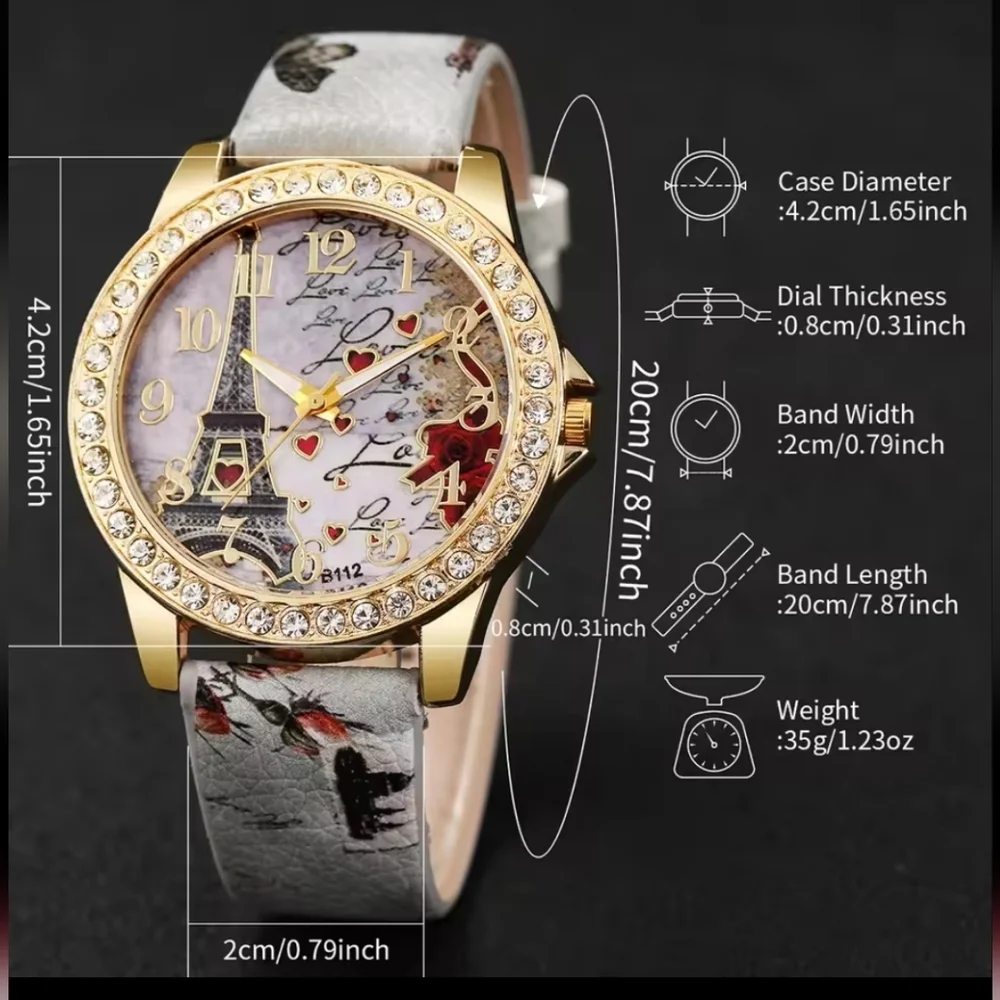 Paris Themed Watch Bracelet Set Women's 1 Watch 4 Bracelets BRAND NEW